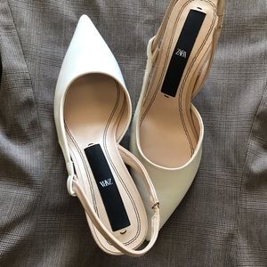 White Zara Slingback Heels